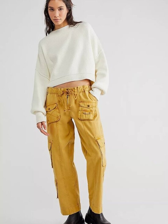 Free People Pants - Free People Tahiti Pull On Cargo Pants in Yellow